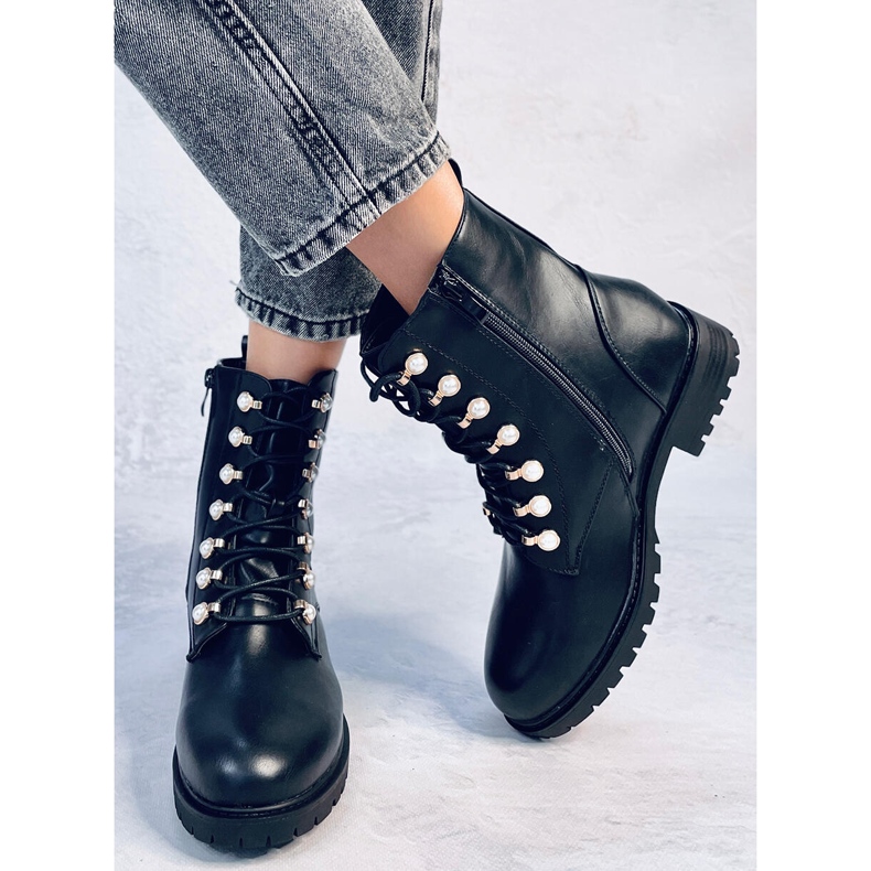 Muncitori cu perle negre strălucitoare negru 1