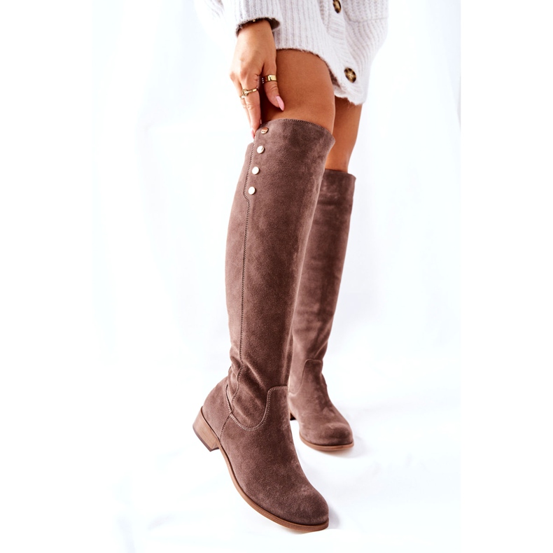 Lewski Shoes 2840. Cizme din piele de piele intoarsa Velur de pământ 2840 bej 6