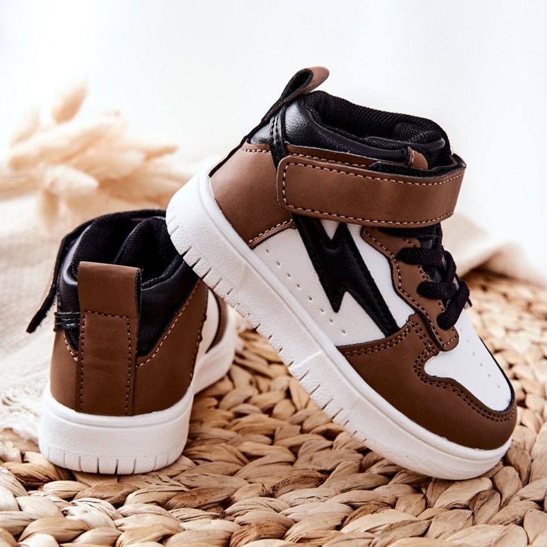 FR1 Pantofi sport inalti pentru copii, alb si maro Bartnie negru 1