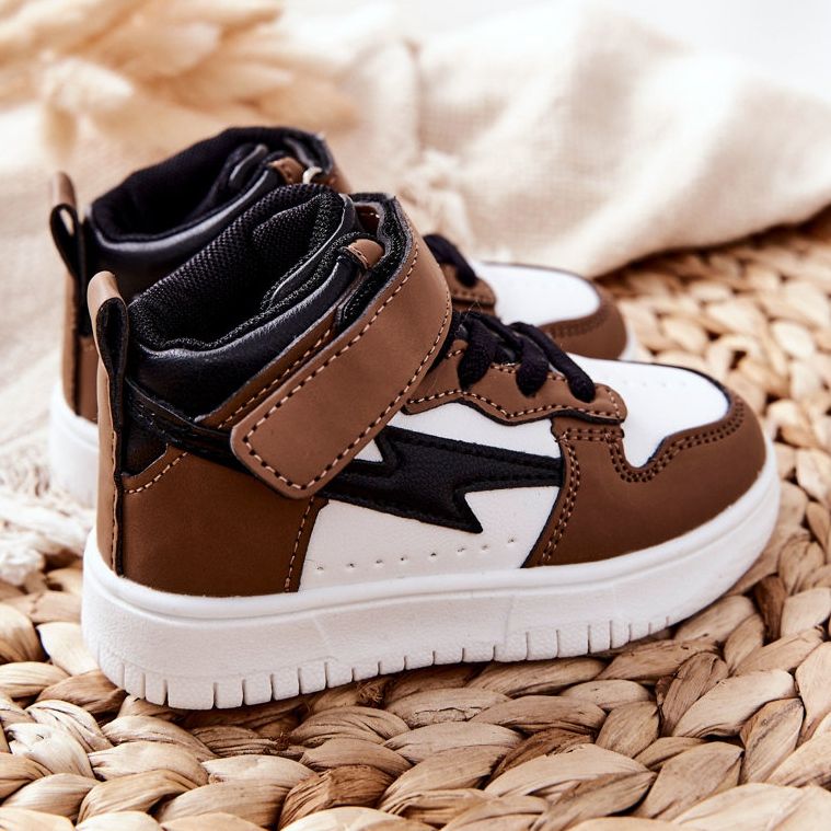 FR1 Pantofi sport inalti pentru copii, alb si maro Bartnie negru 2