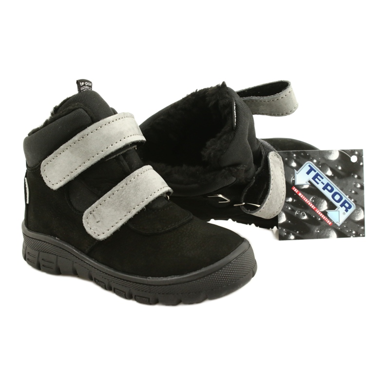 Cizme impermeabile negre cu velcro Mazurek 1360 negru gri 5 Cizme impermeabile negre cu velcro Mazurek 1360 negru gri 5