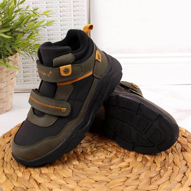 Ghete izolate cu velcro McKeylor Jr JAN59B kaki alb verde 1