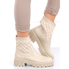 Cizme cu partea superioară matlasată Elin Beige bej 2 Cizme cu partea superioară matlasată Elin Beige bej 2