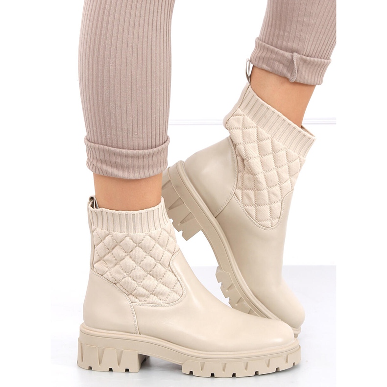 Cizme cu partea superioară matlasată Elin Beige bej 2 Cizme cu partea superioară matlasată Elin Beige bej 2