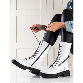 Cizme cu fermoar decorativ de Sergio Leone alb 2