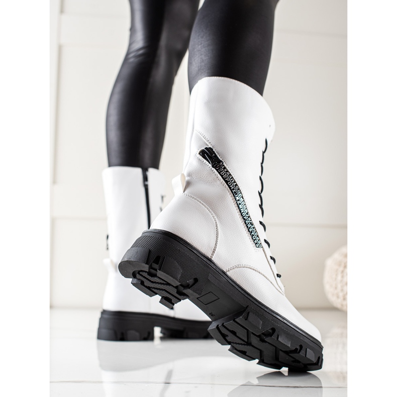 Cizme cu fermoar decorativ de Sergio Leone alb 1