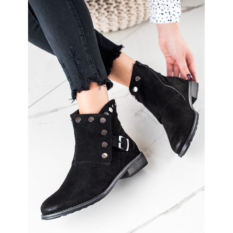 W. Potocki Ghete din piele de căprioară cu ornamente Potocki negru 1