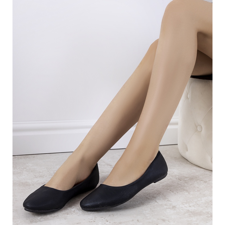 Balerini negri din piele ecologică de la Silma negru 2