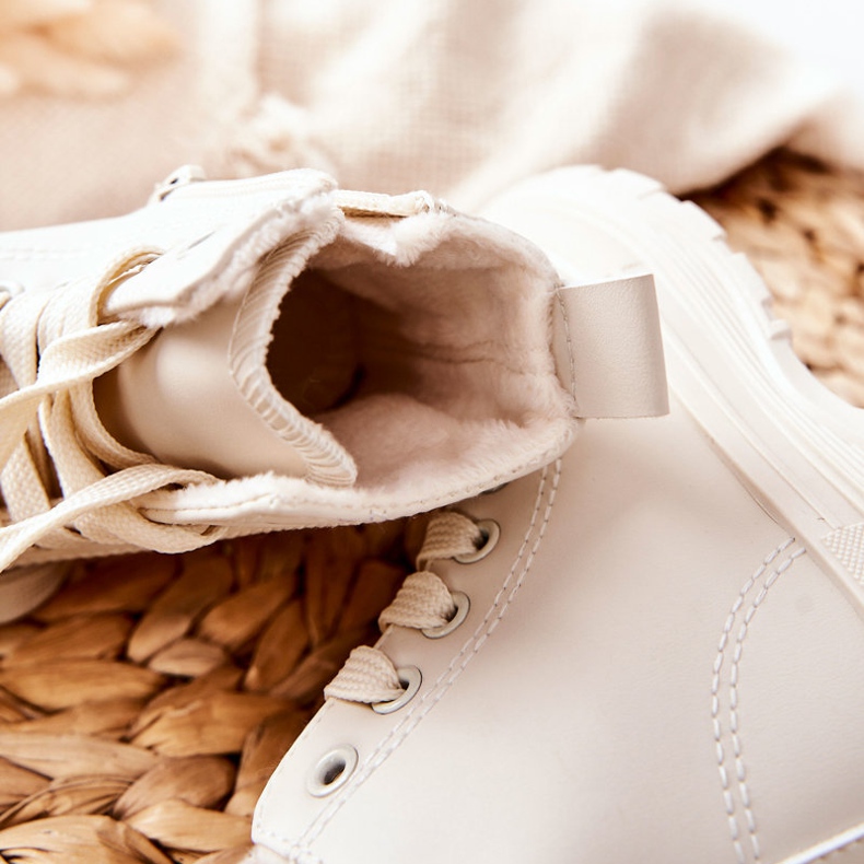 FR1 Adidași cald din piele pentru copii bej bej deschis Bomi 1