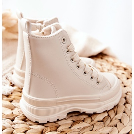 FR1 Adidași cald din piele pentru copii bej bej deschis Bomi 2