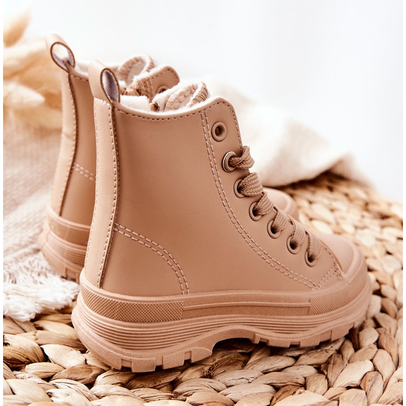 FR1 Adidași cald din piele pentru copii Bomi Bej 2