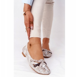 Balerini din piele pentru femei Maciejka 01358-44 Bej murdar 1