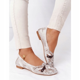 Balerini din piele pentru femei Maciejka 01358-44 Bej murdar 3