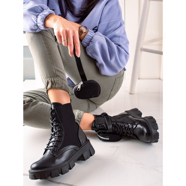 Best Shoes Muncitori cu buzunar din piele de căprioară negru 1