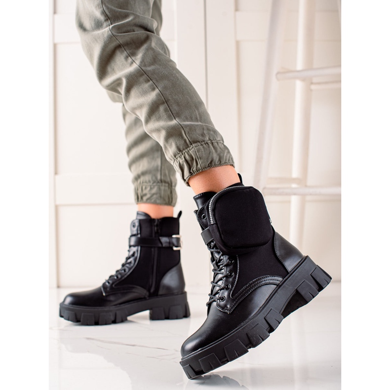 Best Shoes Muncitori cu buzunar din piele de căprioară negru 2