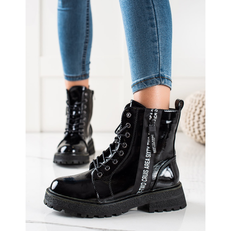 Goodin Genti lacuite cu fermoar decorativ negru 1