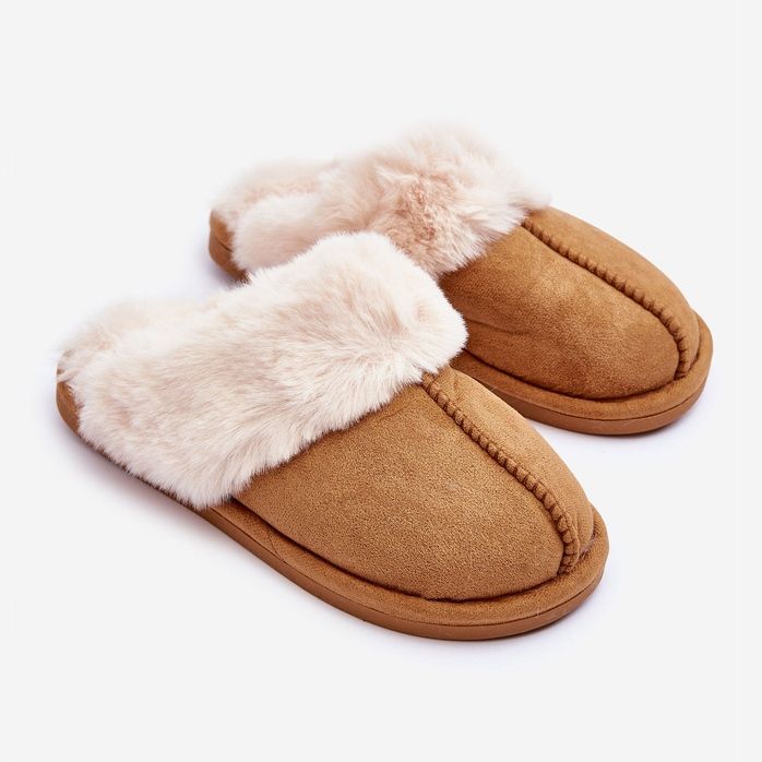 Papuci pentru femei Papuci cu blană Camel Pinky maro 1 Papuci pentru femei Papuci cu blană Camel Pinky maro 1