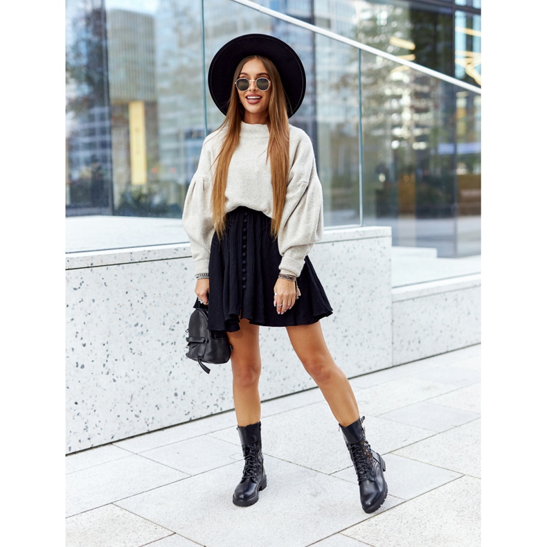 Menie Cizme negre din piele ajurată negru 1 Menie Cizme negre din piele ajurată negru 1