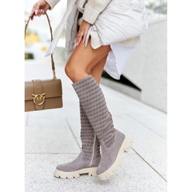 PA2 Cizme din piele de căprioară cu model ajurat maro deschis Eldime 2