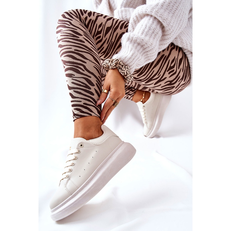 Pantofi sport din piele pe platforma bej Lemmy 2