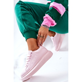 Încălțăminte sport din piele pe platforma roz Lemmy 1