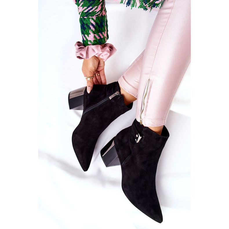 Cizme de piele pe un post Laura Messi negru 2354 2