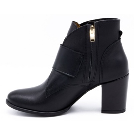 Exquisite Botine de damă din piele cu cataramă cu toc înalt 1262EX negru 1 Exquisite Botine de damă din piele cu cataramă cu toc înalt 1262EX negru 1