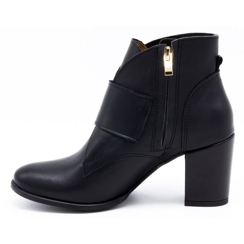 Exquisite Botine de damă din piele cu cataramă cu toc înalt 1262EX negru 1 Exquisite Botine de damă din piele cu cataramă cu toc înalt 1262EX negru 1