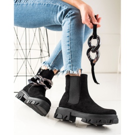 Cizme din piele intoarsa pe platforma S. Barski negru 1