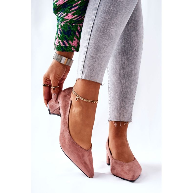 PG1 Pompe din piele intoarsa pe un pilon Pink Ross roz 1