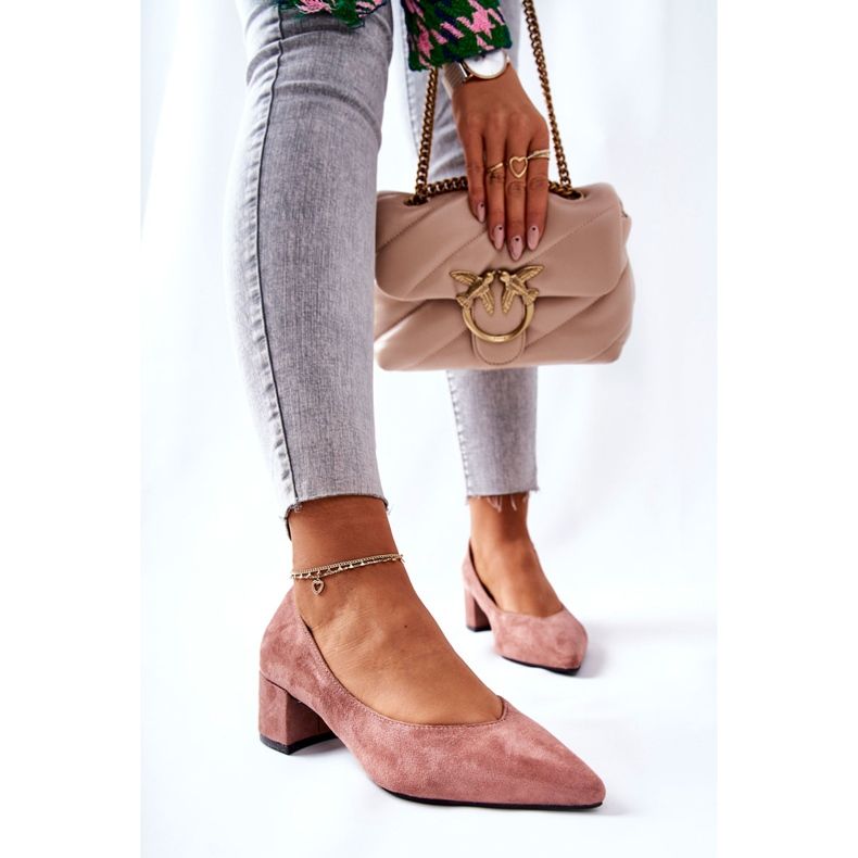 PG1 Pompe din piele intoarsa pe un pilon Pink Ross roz 2