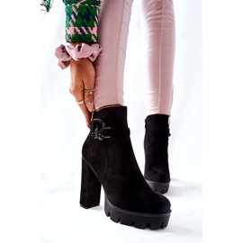 Cizme din piele intoarsa pe tocuri inalte Dianne negre negru 2