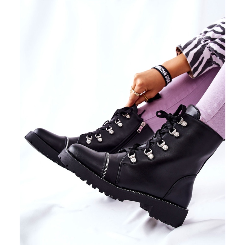 PG1 Cizme clasice din piele Daiane Tied Negre negru 2