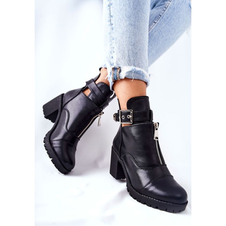 PG1 Cizme Negre Clive Pe Toc Înalt Cu Cataramă negru 2