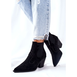 PG1 Cizme de cowboy negre Maurelle din piele intoarsa negru 1