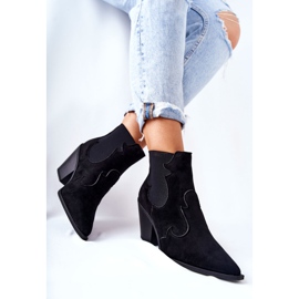 PG1 Cizme de cowboy negre Maurelle din piele intoarsa negru 2