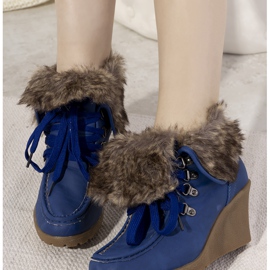 Cizme cu pană albastre cu blană Callas albastru 1 Cizme cu pană albastre cu blană Callas albastru 1