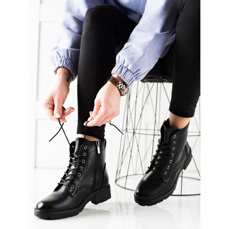 W. Potocki Black Trappers din piele Eco Potocki negru 2