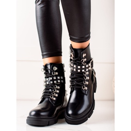 TRENDI Muncitori eleganți cu pietre de stras negru 2