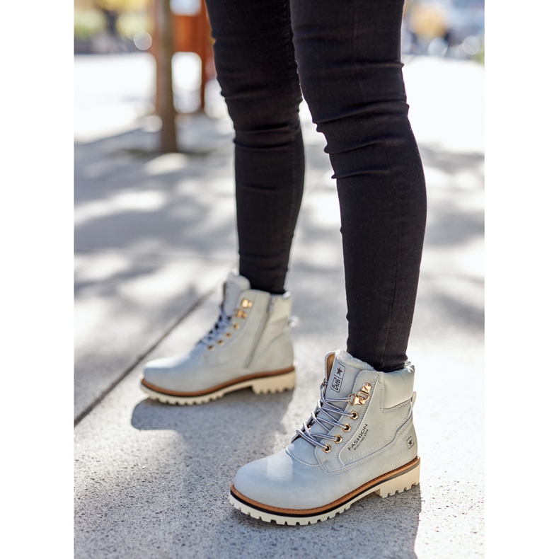 PE1 Trappers pentru femei Timberki cu încălzire gri deschis Tiempo 2