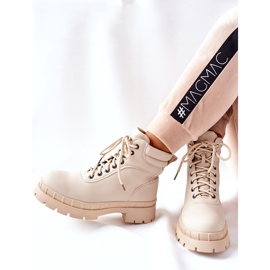 Ideal Shoes Cizme Timberki Traperki Beżowe Mustgrow bej 1