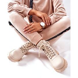 Ideal Shoes Cizme Timberki Traperki Beżowe Mustgrow bej 5