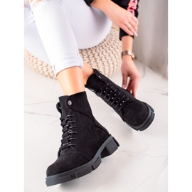 Goodin Cizme din piele intoarsa cu siret negru 1 Goodin Cizme din piele intoarsa cu siret negru 1