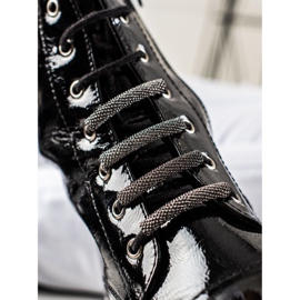 Cizme lăcuite la modă negru 2