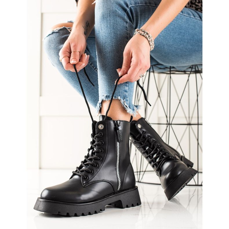 TRENDI Trappers negri la modă negru 2 TRENDI Trappers negri la modă negru 2