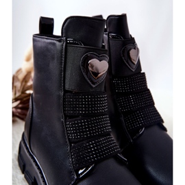 PA1 Cizme negre Miraven pentru copii izolate cu blană negru 1