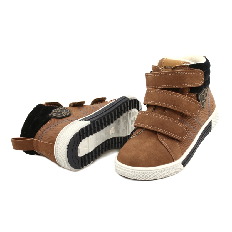Pantofi sport izolați cu blană American Club GC24 / 21 DK.Camel maro 4