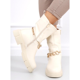Cizme cu lant detasabil Lome Beige bej 2