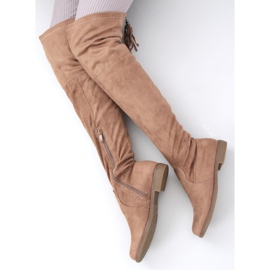 Cizme peste genunchi cu franjuri Toum Khaki kaki 2