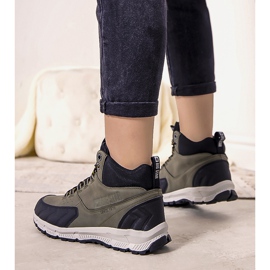 Pantofi de trekking verzi Big Star Ivanna negru verde 1